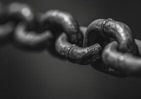 A close-up of a weathered metal chain photo