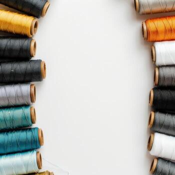 Colorful thread spools on a white background photo