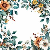 Floral frame with white background photo