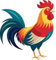Art and Illustration a flat color rooster image. vector