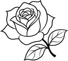 Art and Illustration of a rose outline art image. vector