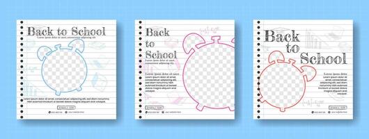 back to school social media post template with notebook style vector