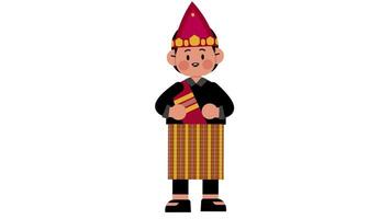 Bataknese character explain using gesture Loop Animation for event or education video