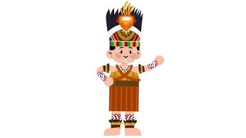 Indonesian Papua character explain using gesture Loop Animation video