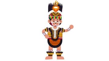 Indonesian Papua character explain using gesture Loop Animation video