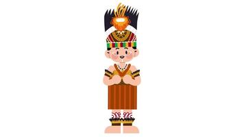 Indonesian Papua character explain using gesture Loop Animation video
