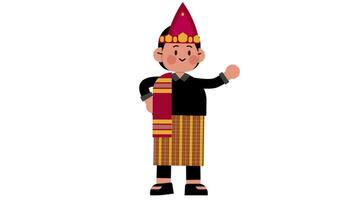 Bataknese character explain using gesture Loop Animation for event or education video