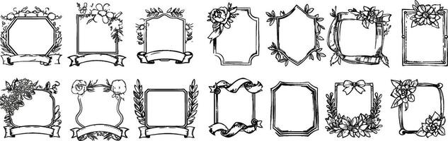 Creative Hand Drawn Doodle Style Rectangular Photo Frames, Simple and Elegant Line Art Set on White Background for Various Design Projects vector