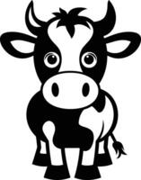 Small Black and White Cow Illustration, Detailed and Versatile Design Element for Various Creative Projects vector
