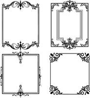 Charming Freehand Decorative Rectangle Doodle Frames, Black Outline Set for Creative Projects and Artistic Designs vector