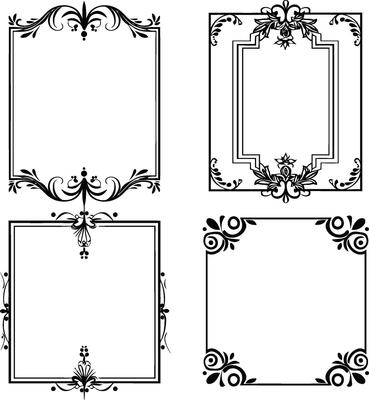 Charming Freehand Decorative Rectangle Doodle Frames, Black Outline Set for Creative Projects and Artistic Designs