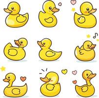 Yellow Rubber Duck on White Background, Cute and Playful Design Template for Business or Children's Projects vector