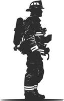 silhouette of a firefighter with a backpack vector