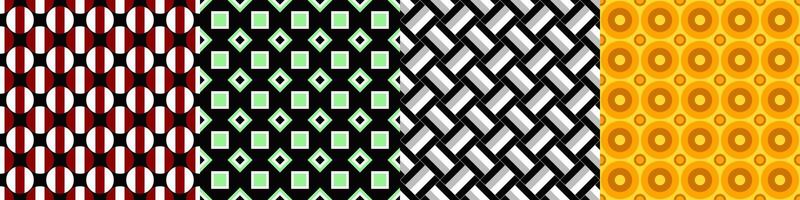 Seamless geometric threetone pattern set vector