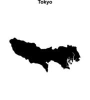 Tokyo prefecture blank outline map vector