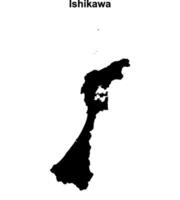 Ishikawa prefecture blank outline map vector