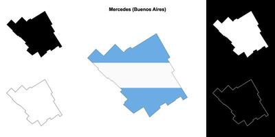 Mercedes department, Buenos Aires outline map set vector