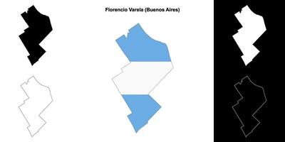 Florencio Varela department, Buenos Aires outline map set vector