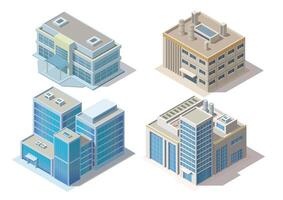 Set of isometric modern building. vector