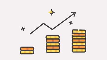 Animated a Stack of coins with rising arrow suitable for financial growth concept in presentations, websites, social media, and financerelated designs. video