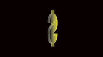 Dollar sign design in yellow with a 3D effect on a black background. Suitable for financial, money, and savings concepts. video