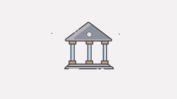 Simple isometric line drawing of a building with columns suitable for architectural illustrations, educational materials, and historical visual aids. video