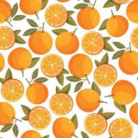 Seamless pattern with bright and juicy oranges. vector