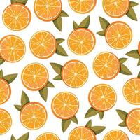 Seamless pattern with bright and juicy oranges. vector