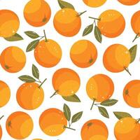 Seamless pattern with bright and juicy oranges. vector