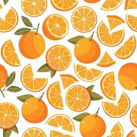 Seamless pattern with bright and juicy oranges. vector