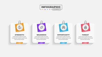 Swot analysis infographic template with icons vector