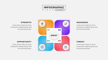 Swot analysis infographic template with icons vector