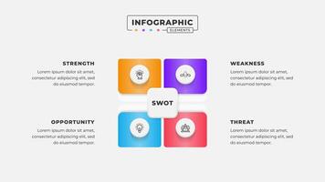 Swot analysis infographic template with icons vector