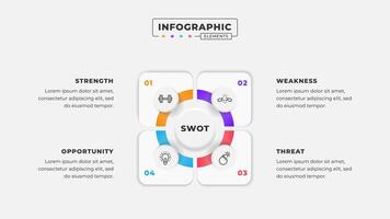 Swot analysis infographic template with icons vector