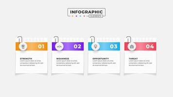 Swot analysis infographic template with icons vector