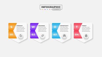 Swot analysis infographic template with icons vector