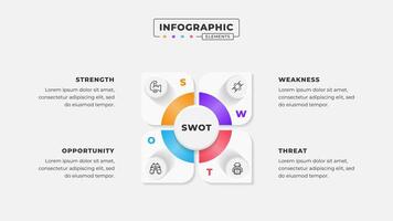 Swot analysis infographic template with icons vector