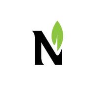 N leaf natural minimalis logo design vector