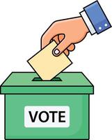 A hand casting a ballot into a green voting box vector