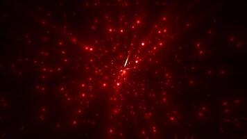Abstract bright red glowing background with flying dots circles video