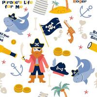 Pirate elements pattern in flat design vector