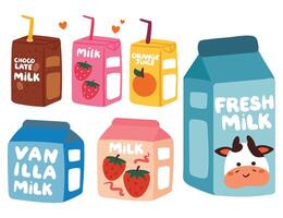 hand drawing cartoon cute beverage sticker set. cute drink drawing and sticker, doodle set vector