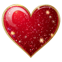 3d heart with golden frame png