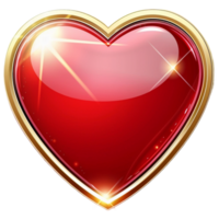 3d heart with golden frame png