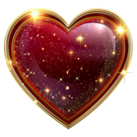 3d heart with golden frame png