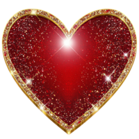 3d heart with golden frame png