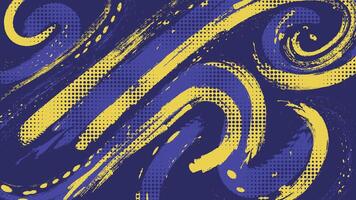 Abstract Sport Background with Blue and Gold Brush Texture and Halftone Effect. Dirty Grunge Background vector