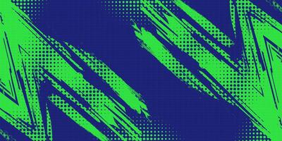 Abstract Sport Background with Green and Blue Brush Texture and Halftone Effect. Dirty Grunge Background vector