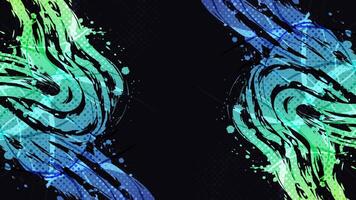 Abstract Sport Background with Blue and Green Gradient Brush Texture and Halftone Effect. Vibrant Grunge Background vector