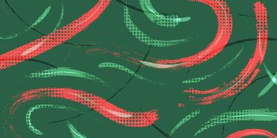 Abstract Sports Background with Green and Orange Brush Texture and Halftone Effect. Grunge Background for Banner or Poster Design vector